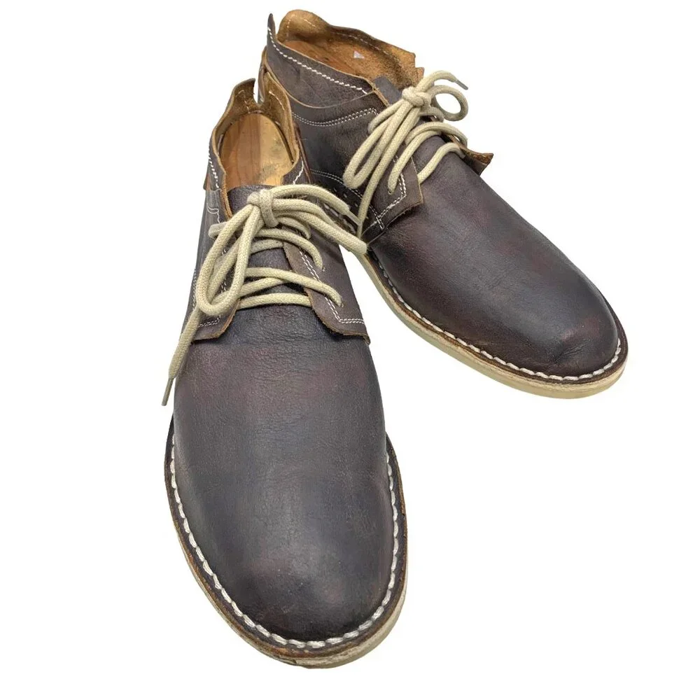 Cinti Dark Distressed Leather 6  Eyelet‎ Handmade Chukka Boots